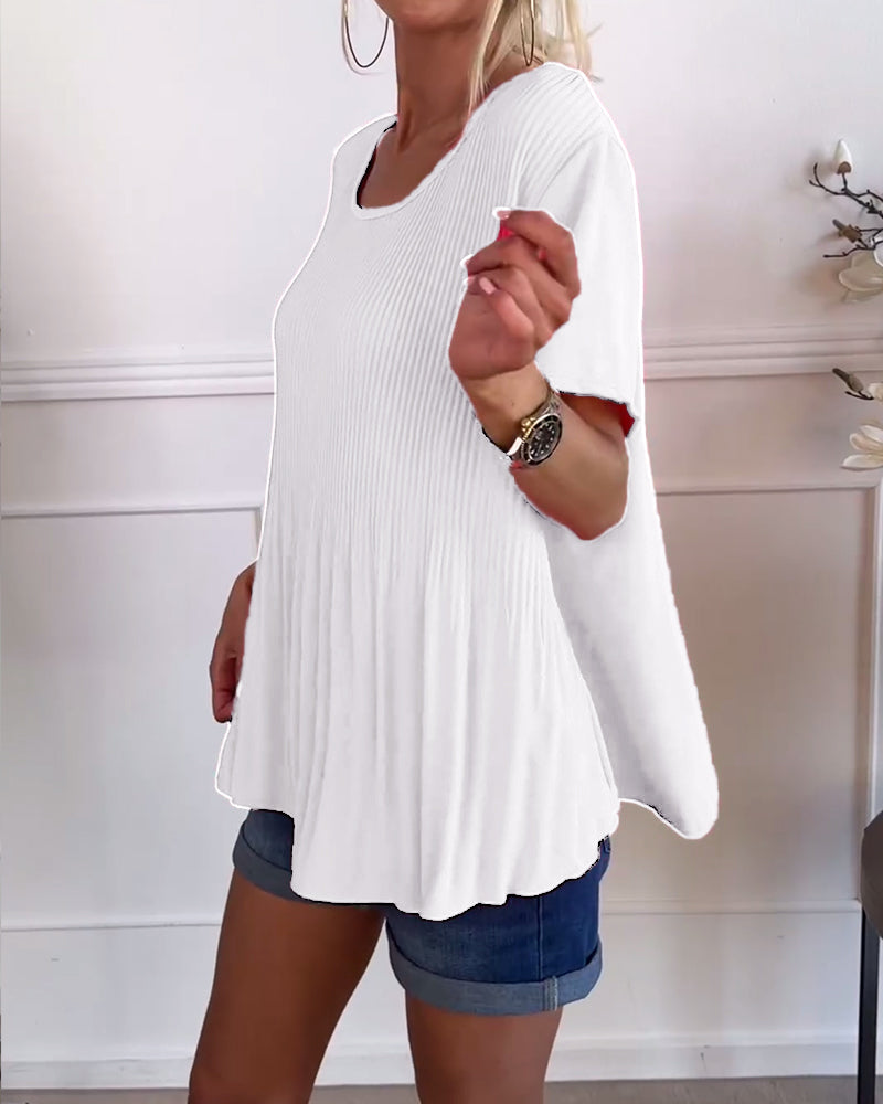 Camisa de blusa con fruncidos en el cuello redondo