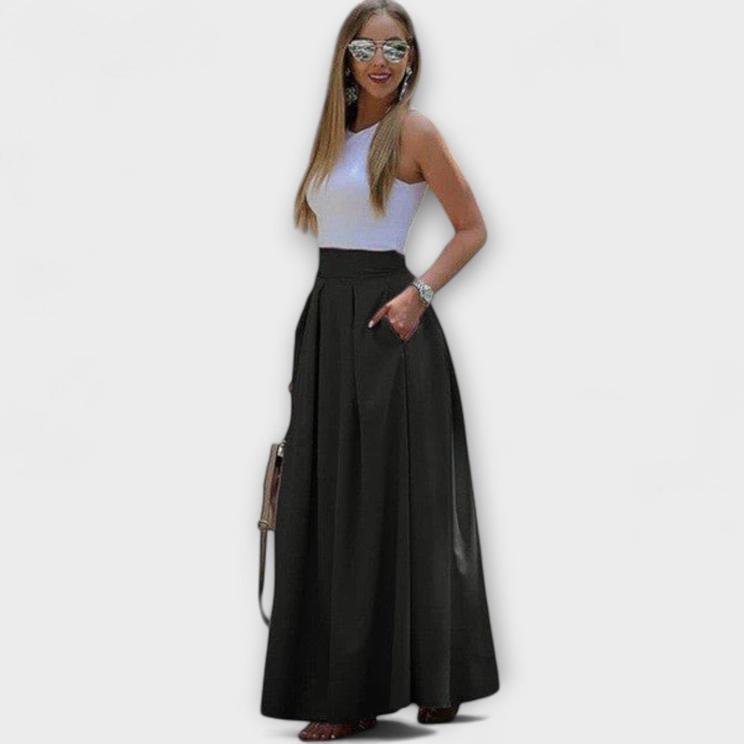 Falda maxi alta elegante