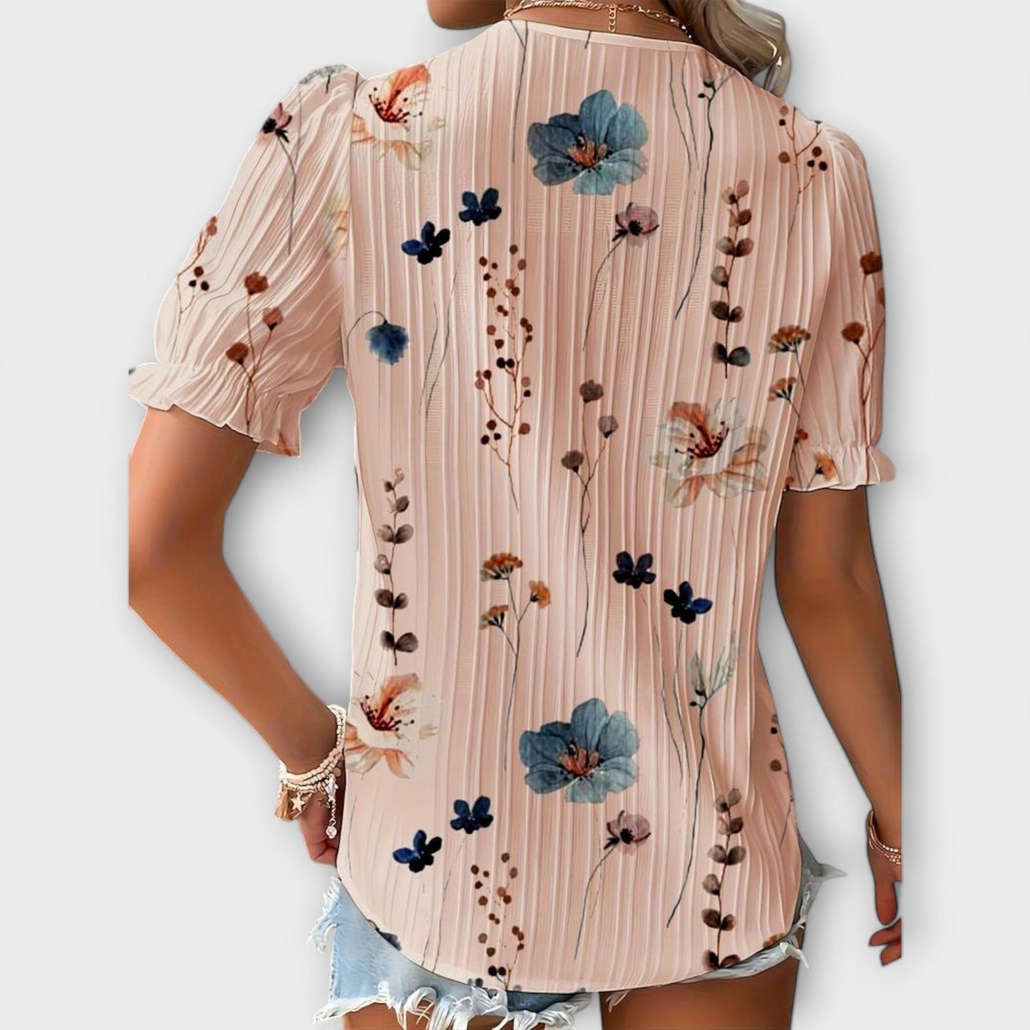 Camisa Emily con cuello en V de corte holgado y elegante
