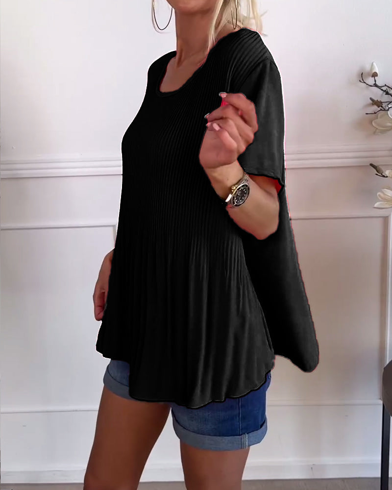 Camisa de blusa con fruncidos en el cuello redondo