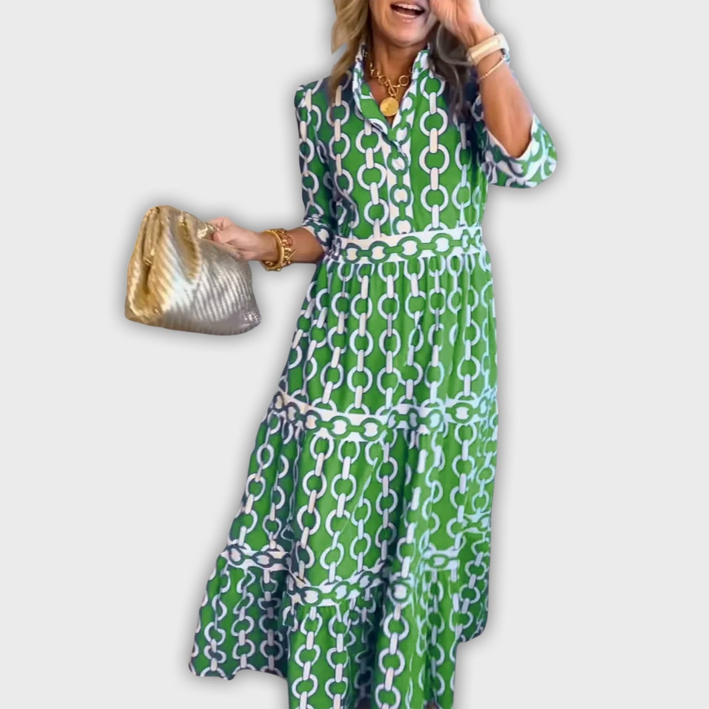 Vestido midi con estampado de cadena