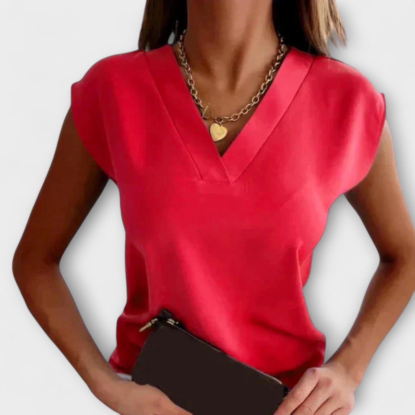 Camiseta de mujer de verano con cuello en V y corte holgado
