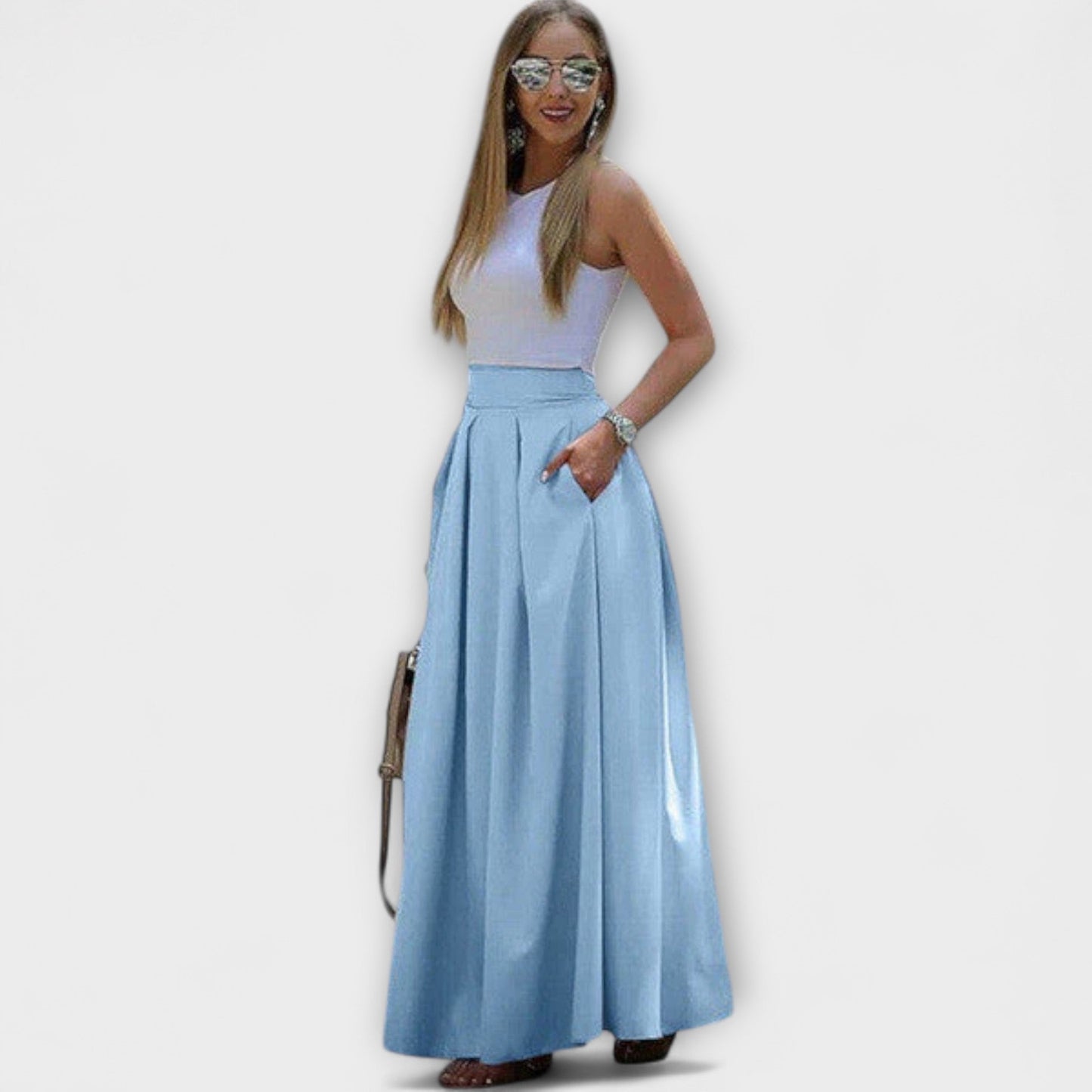 Falda maxi alta elegante
