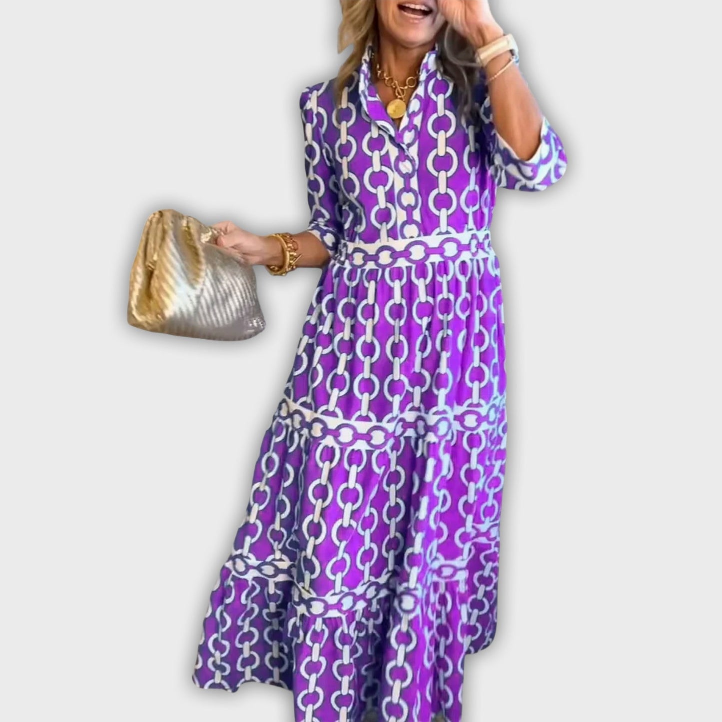 Vestido midi con estampado de cadena