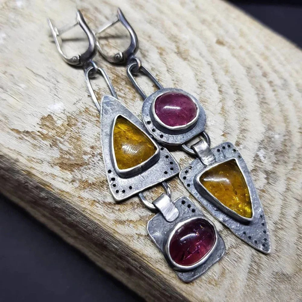 Pendientes Triangulares Geométricos Retro