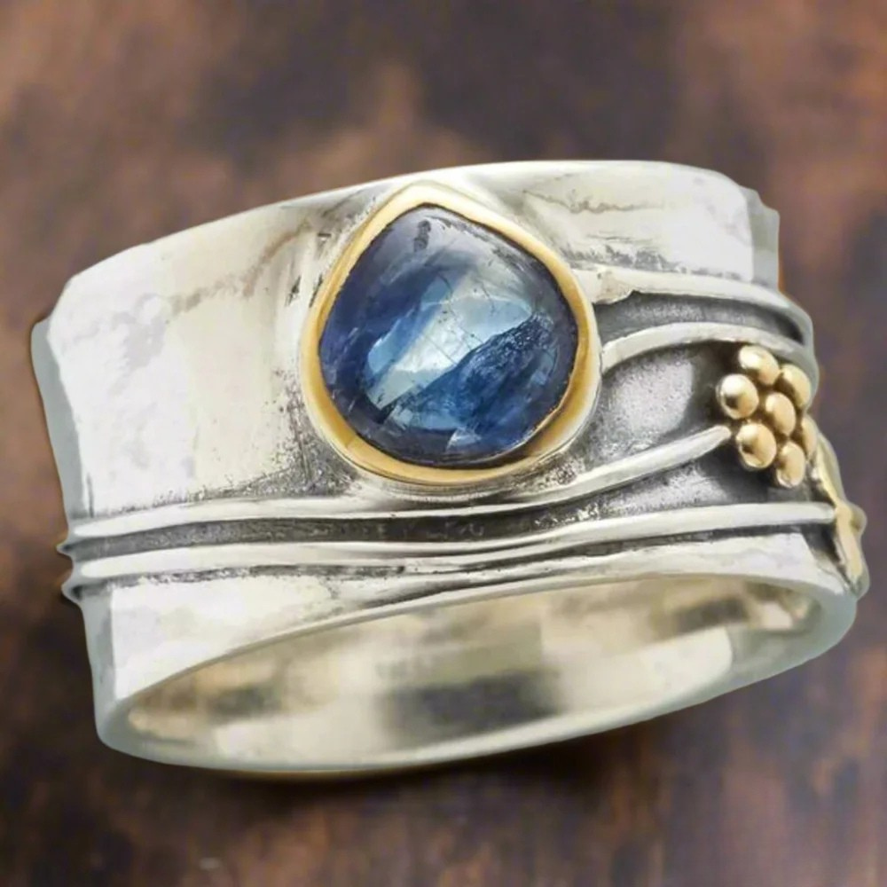Anillo de meditación con piedras preciosas bohemio