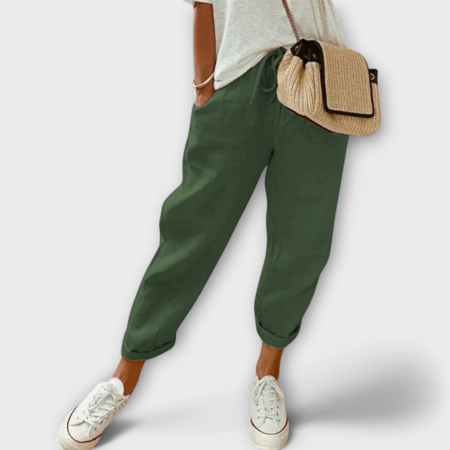 Pantalones de lino con ajuste holgado