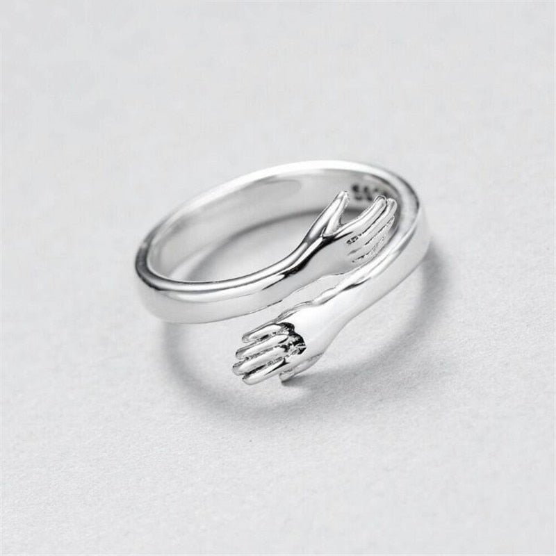 Anillo de abrazo ajustable de plata de alta calidad