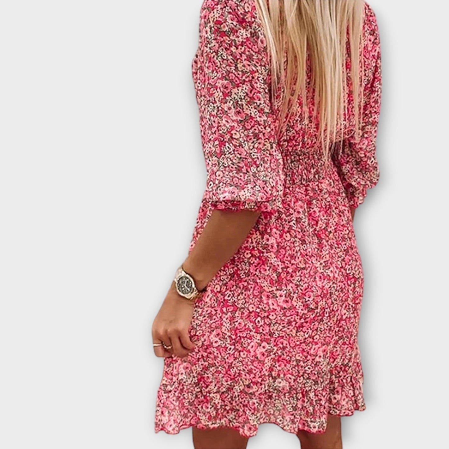 Vestido de flores con mangas abullonadas para mujeres