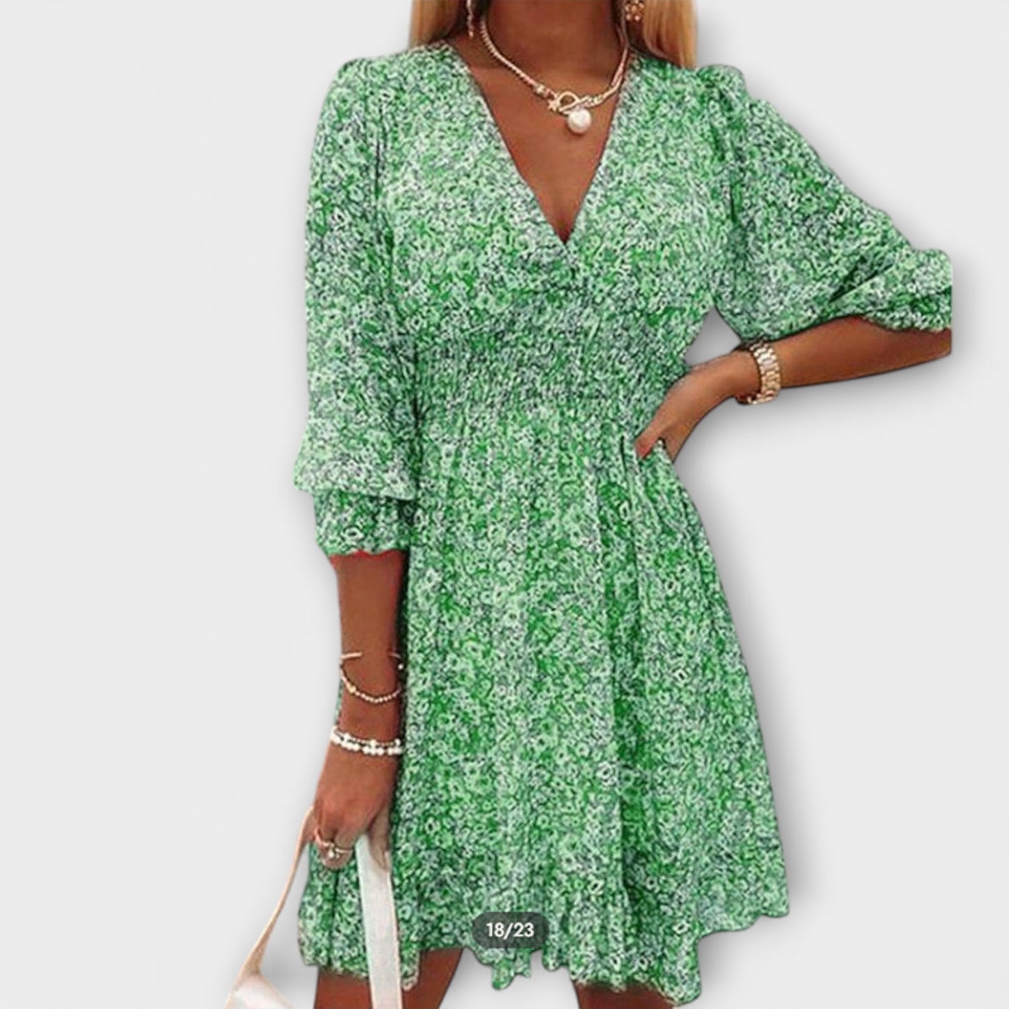 Vestido de flores con mangas abullonadas para mujeres