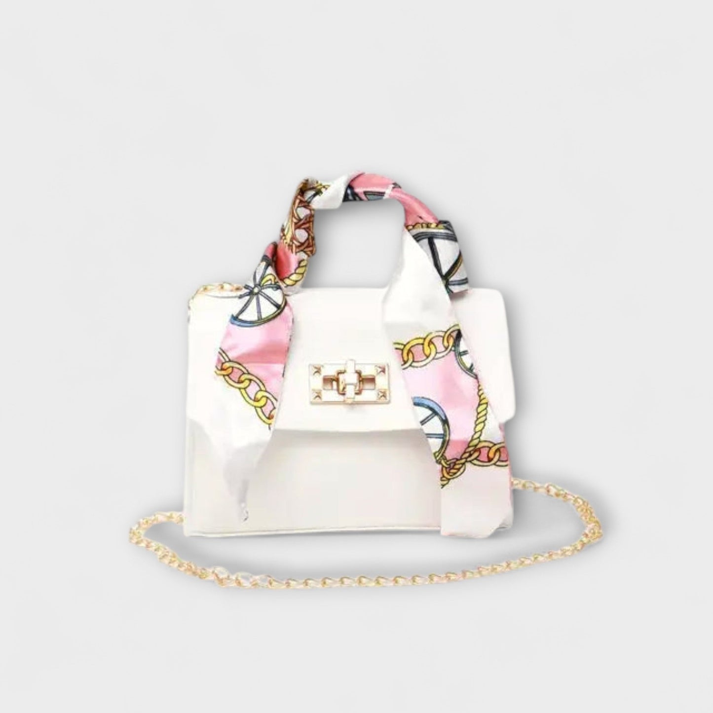 Bolso de mano de cuero marrón elegante con cierre dorado