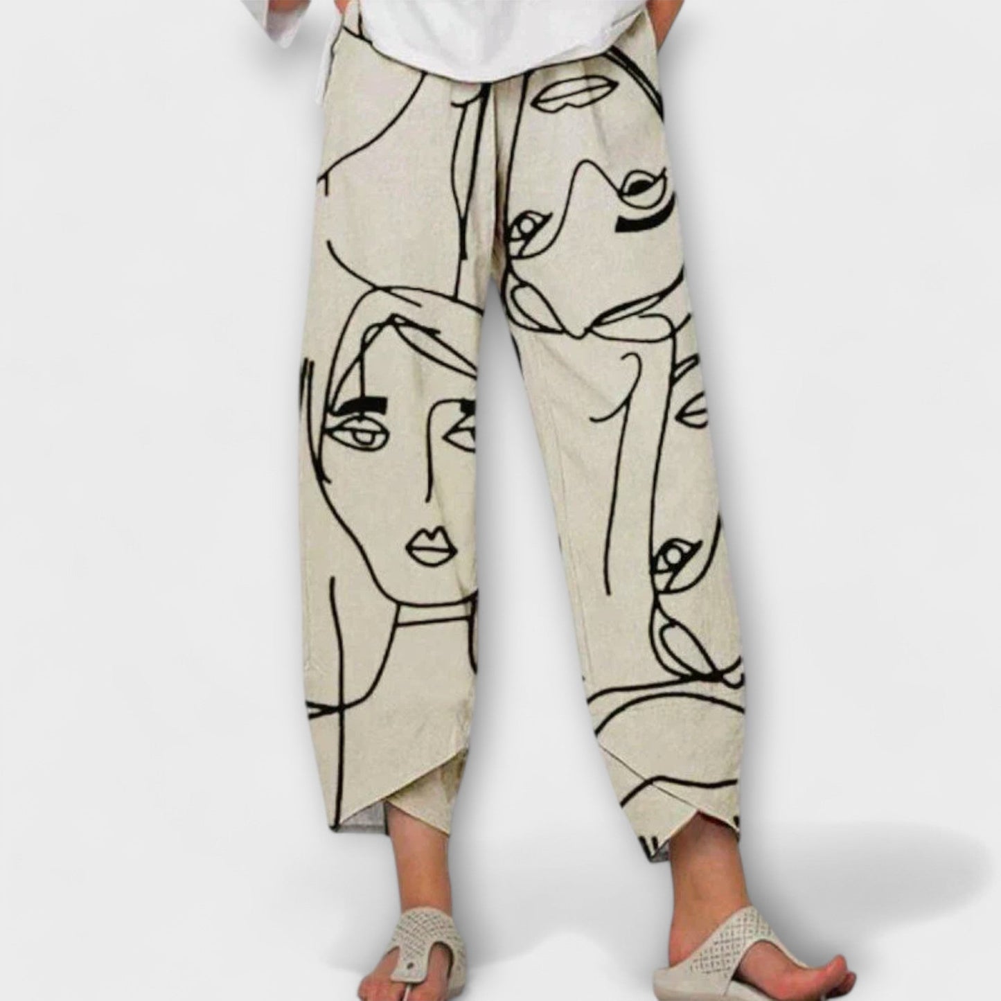 Pantalones de lino ligeros Naheya con estampado único