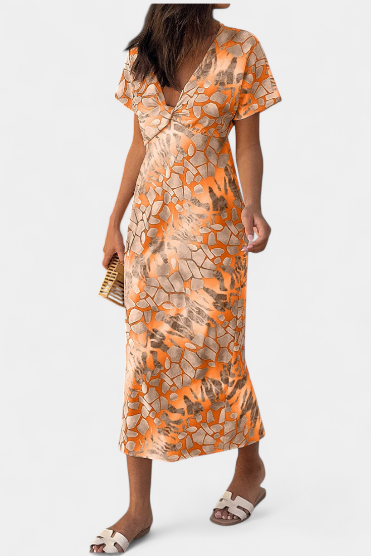 Vestidos con estampado abstracto y escote en V
