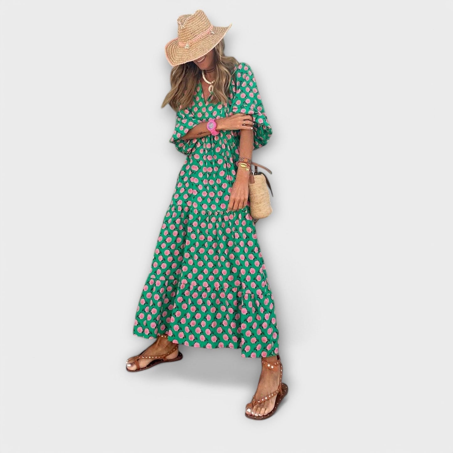 Vestido maxi geométrico elegante para comodidad y estilo