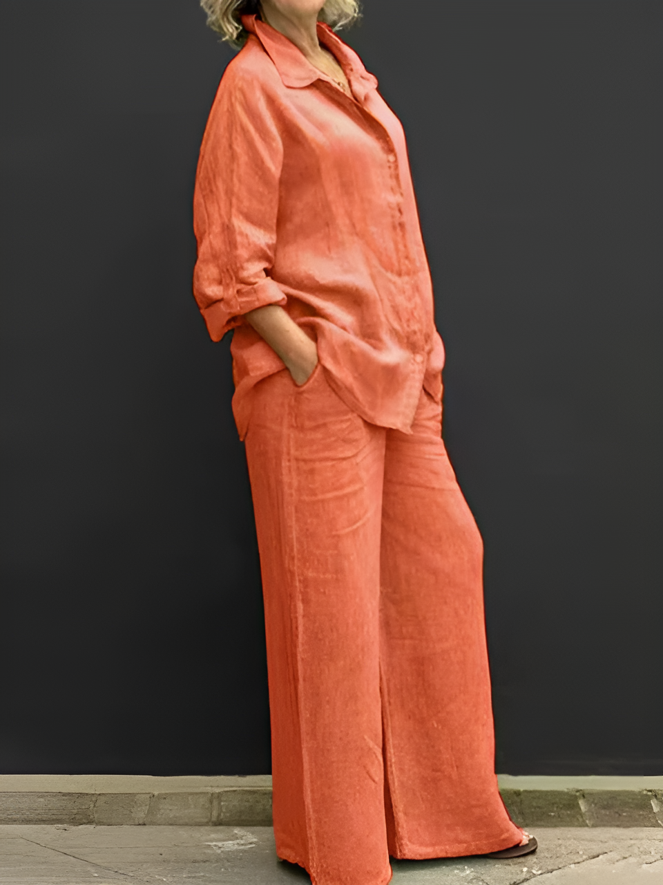 Conjunto de blusa de lino de Lara