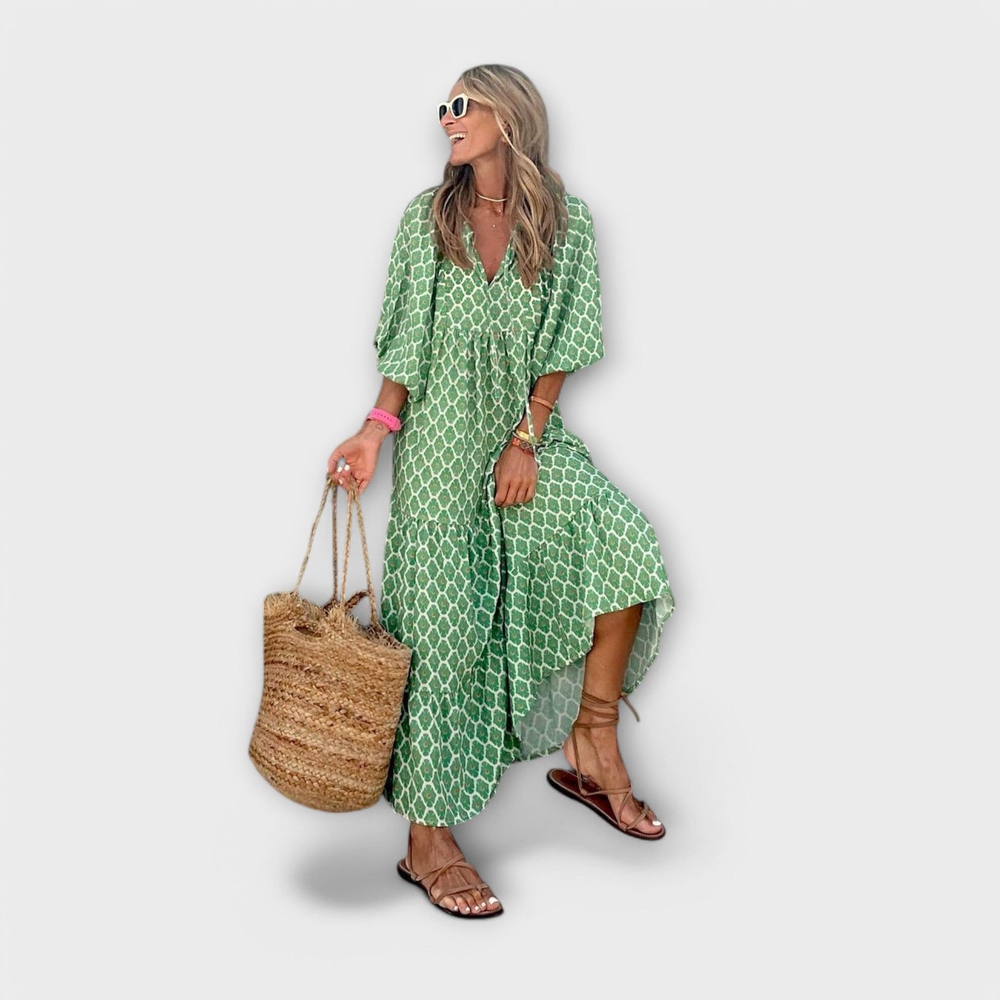 Vestido maxi geométrico elegante para comodidad y estilo