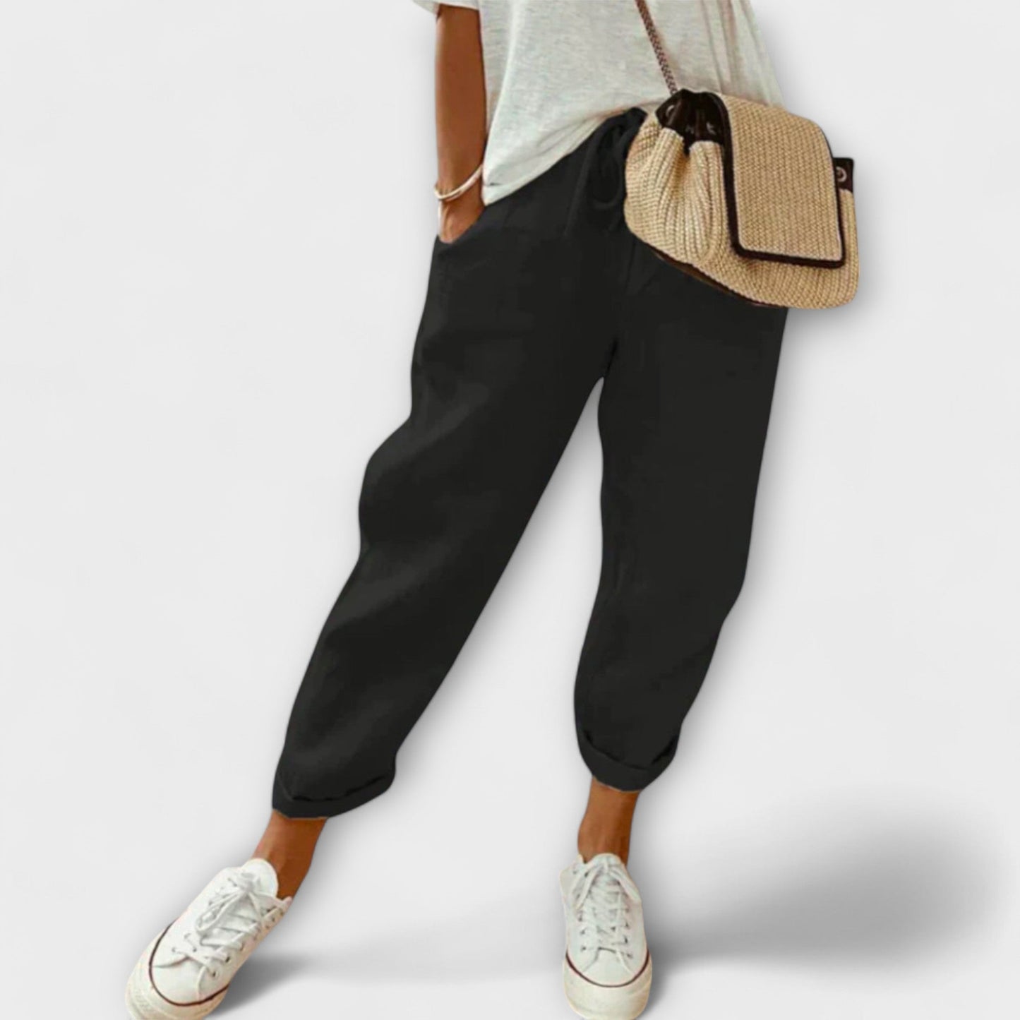 Pantalones de lino con ajuste holgado