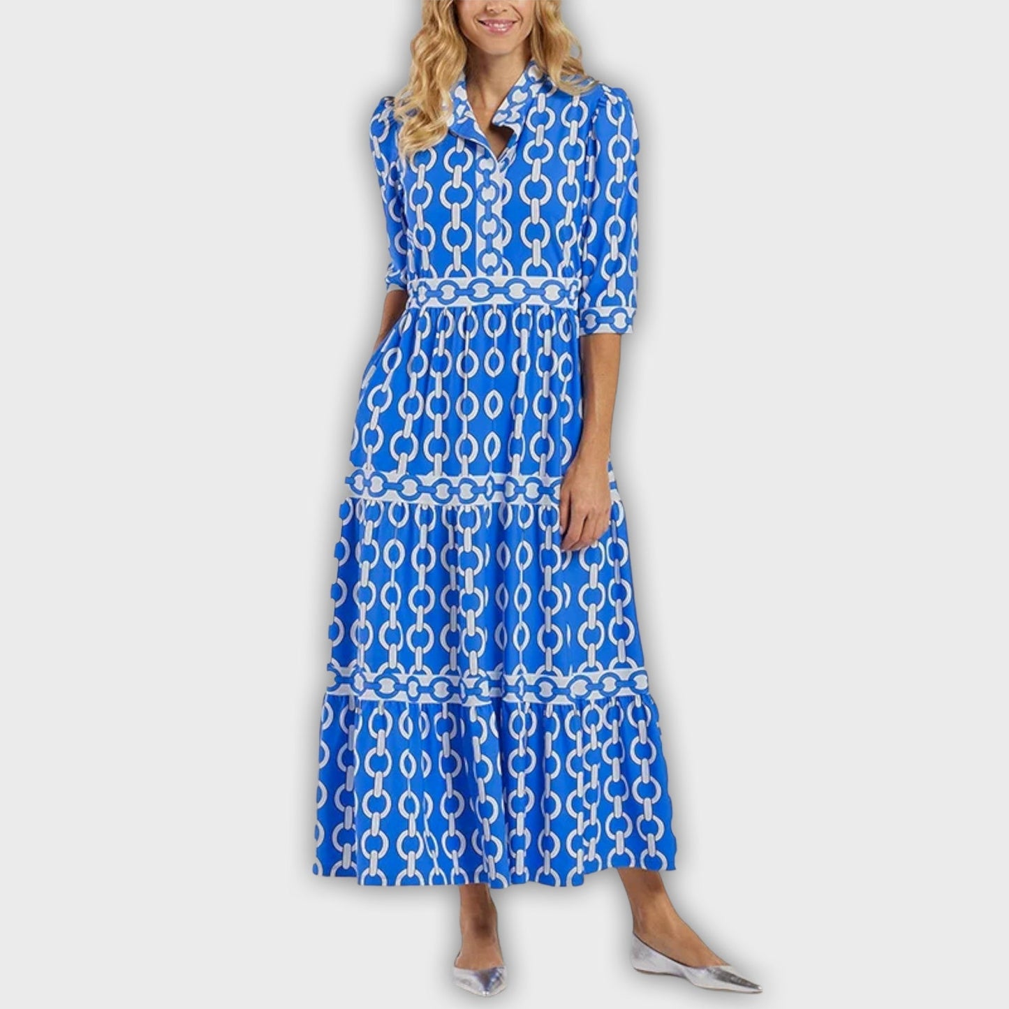 Vestido midi con estampado de cadena
