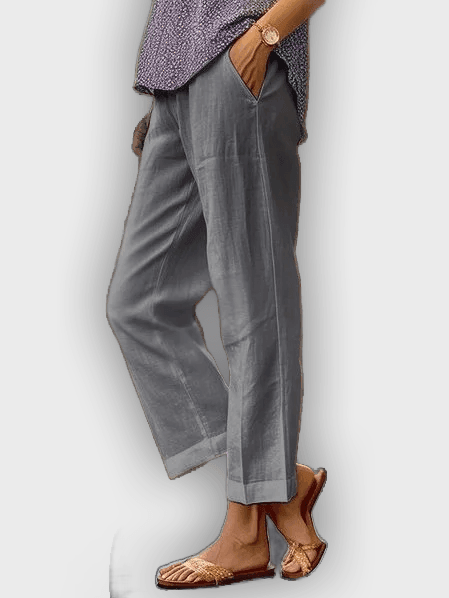 Pantalones cómodos de algodón y lino - transpirables con ajuste holgado