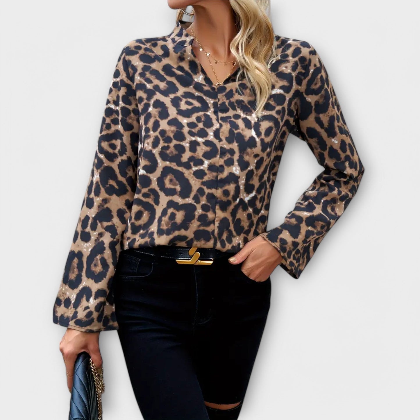 Camiseta de estampado de animales casual con escote en V