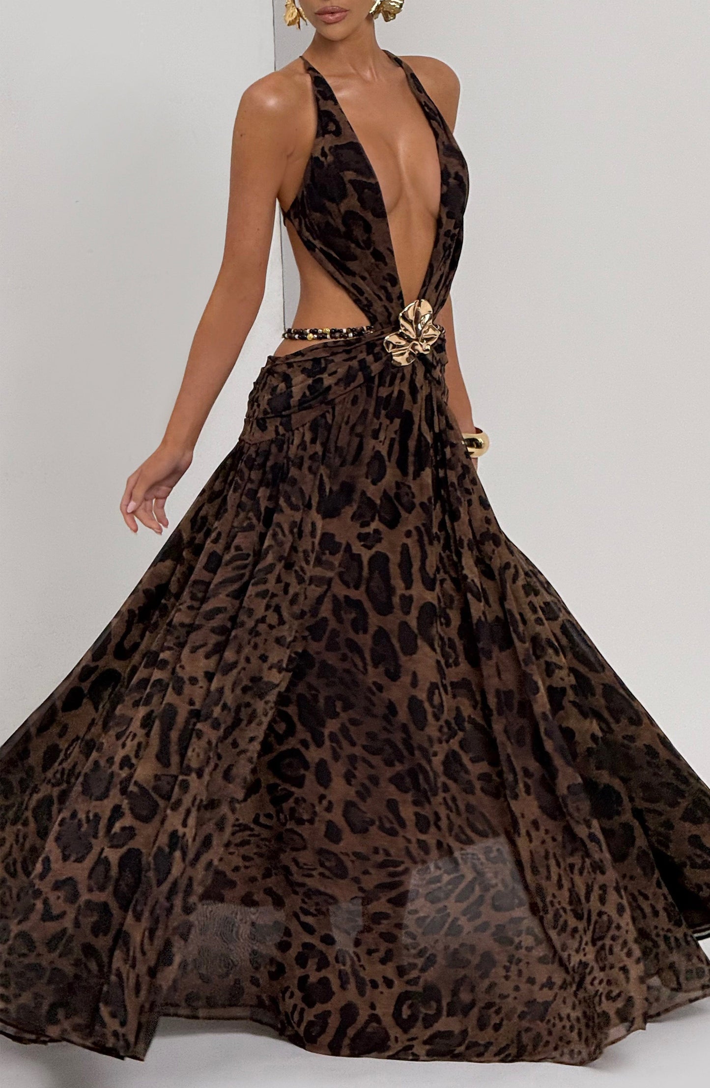 Vestido Indiana Maxi - estampado de tigre