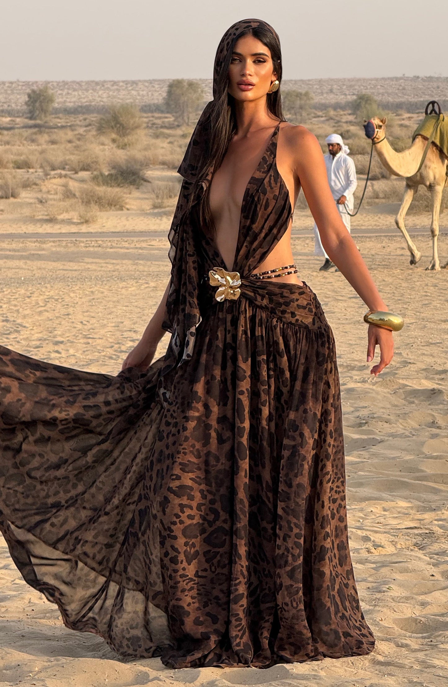 Vestido Indiana Maxi - estampado de tigre