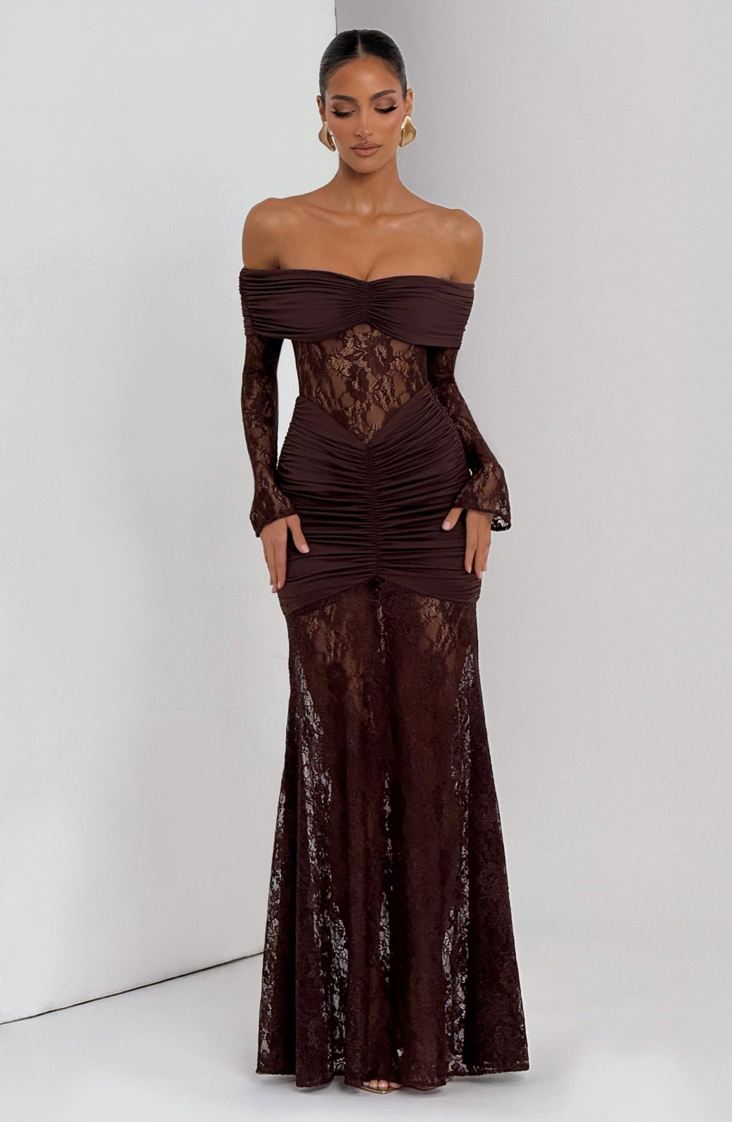 Vestido maxi Soline - Marrón ciruela