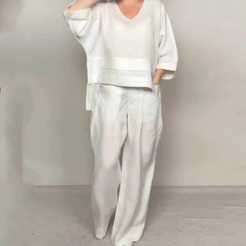 Angelina - Conjunto de pierna ancha minimalista