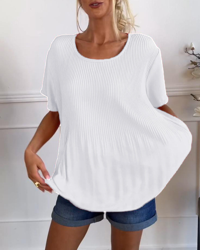 Camisa de blusa con fruncidos en el cuello redondo