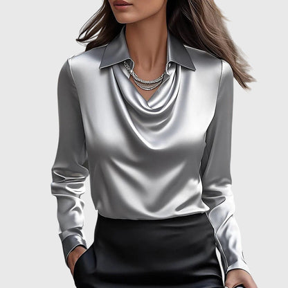 Brooklyn – Camisa elegante de tela de satén brillante