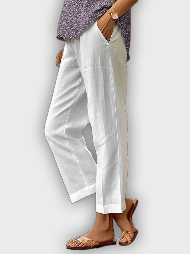 Pantalones cómodos de algodón y lino - transpirables con ajuste holgado