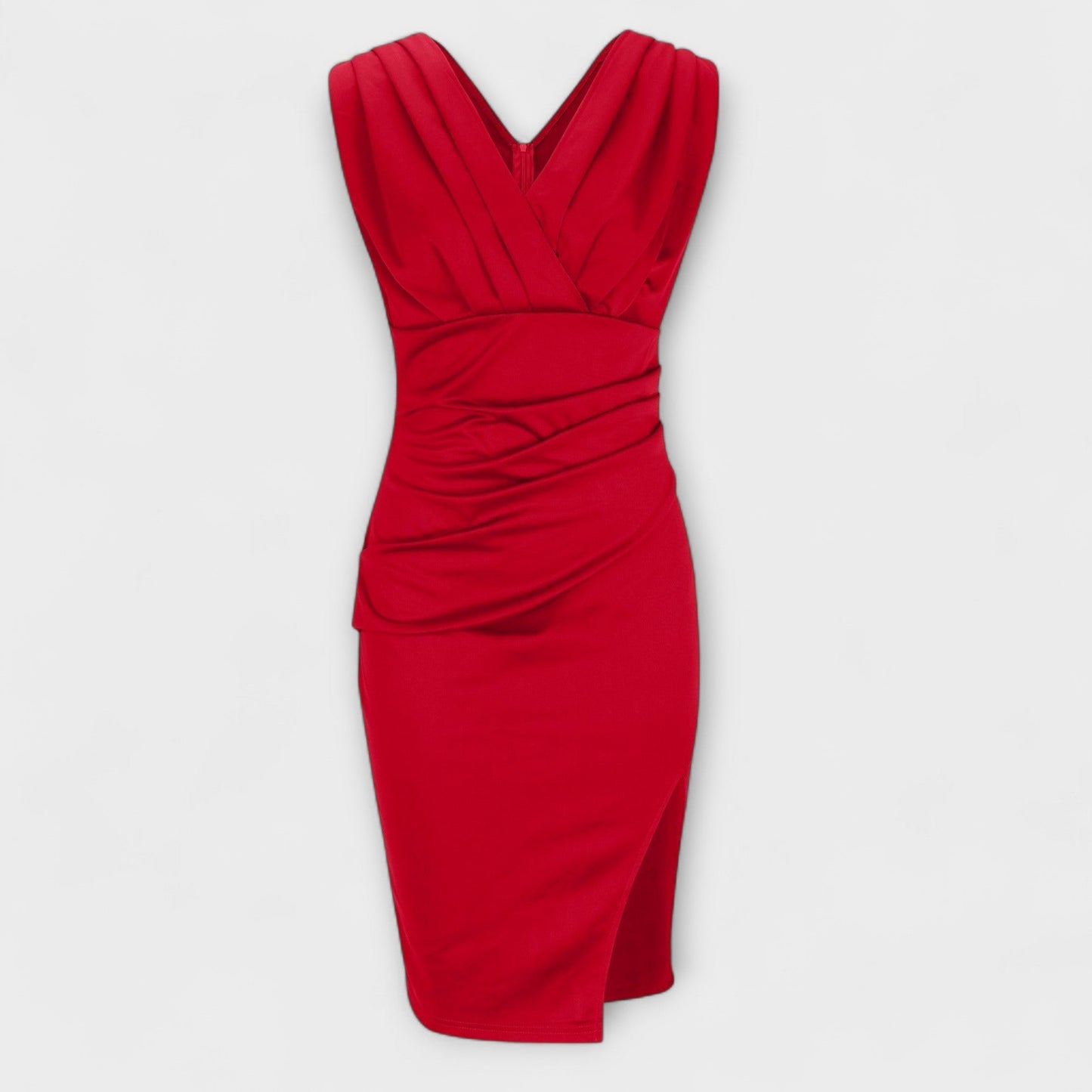Vestido Dasi con cuello en V y abertura alta