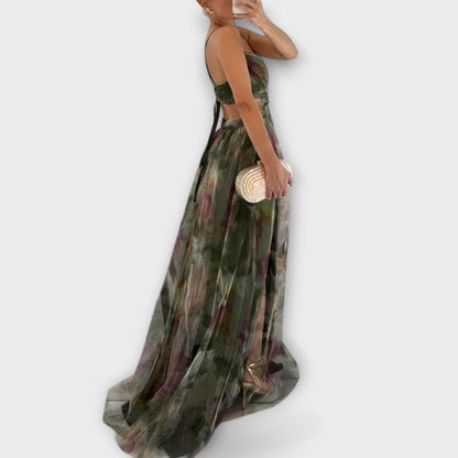Vestido maxi elegante de tela de red ligera