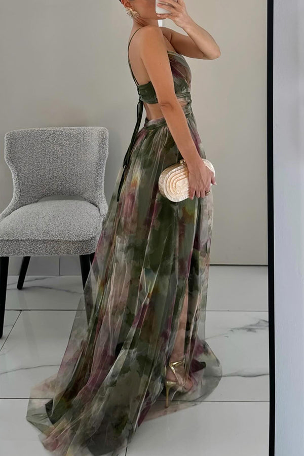 Gizel - Vestido maxi encantador con estampado floral