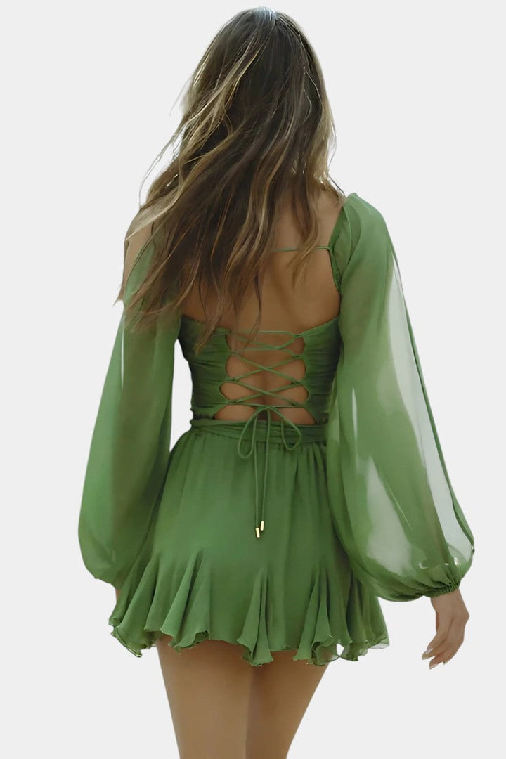 Vestidos mini con cuello en V y mangas ligeras