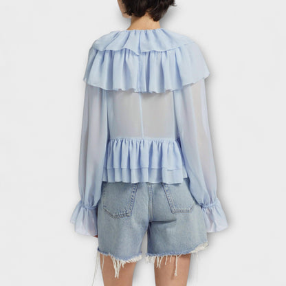 Camiseta de mujer estilo vintage con cuello en V
