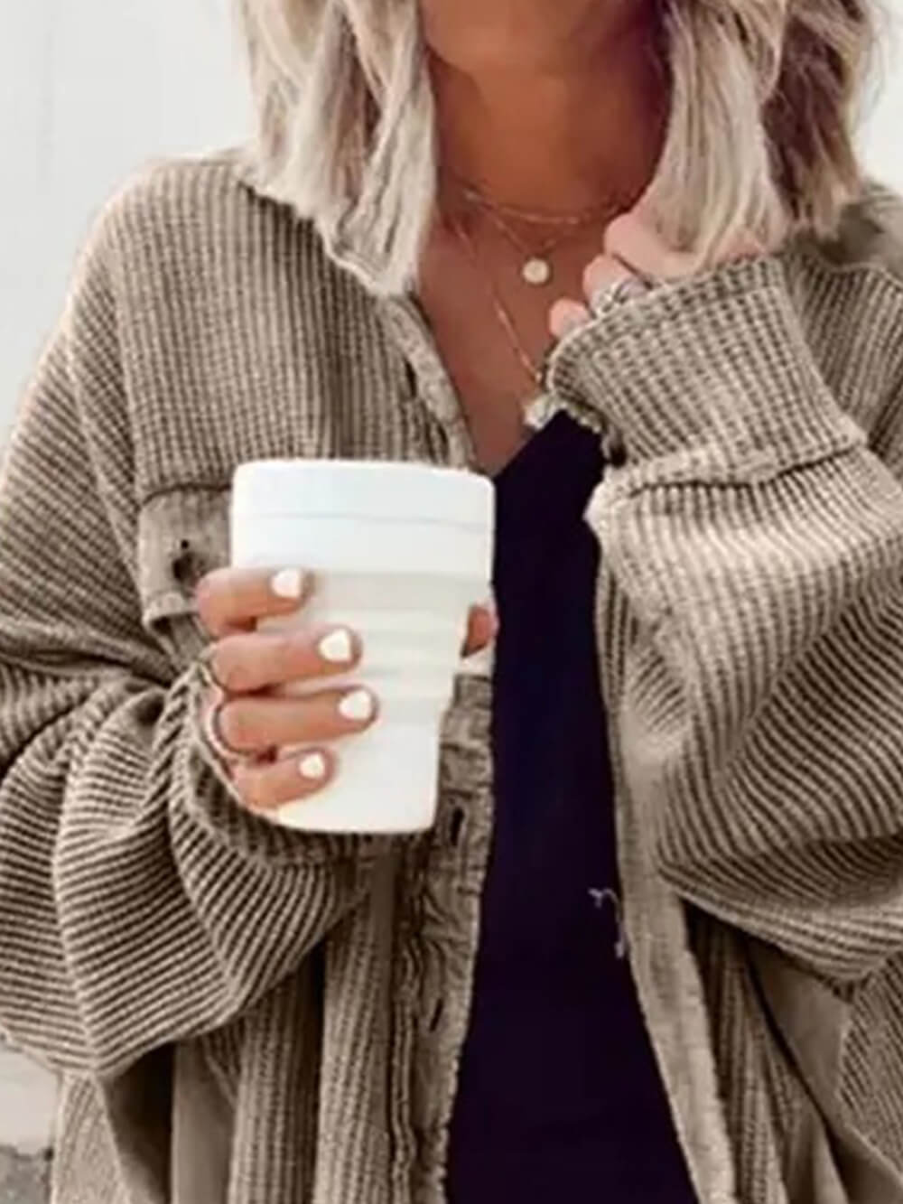 Chaqueta de Botones de Corduroy Arriba