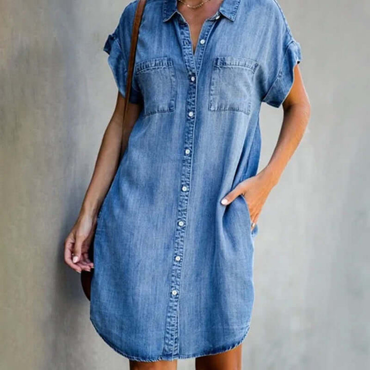 Valerie - Vestido de denim elegante con cobertura de abdomen