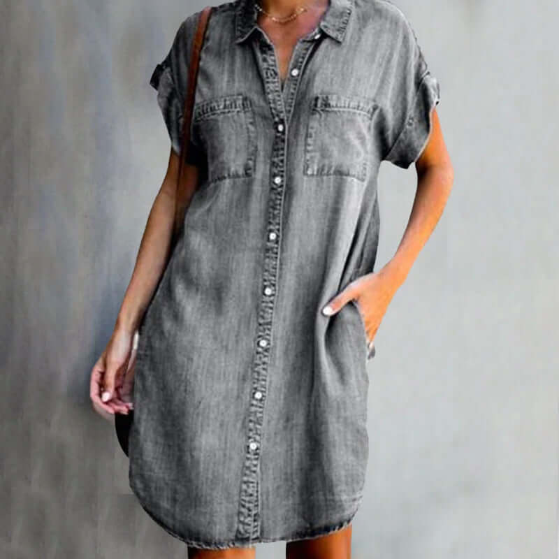 Valerie - Vestido de denim elegante con cobertura de abdomen