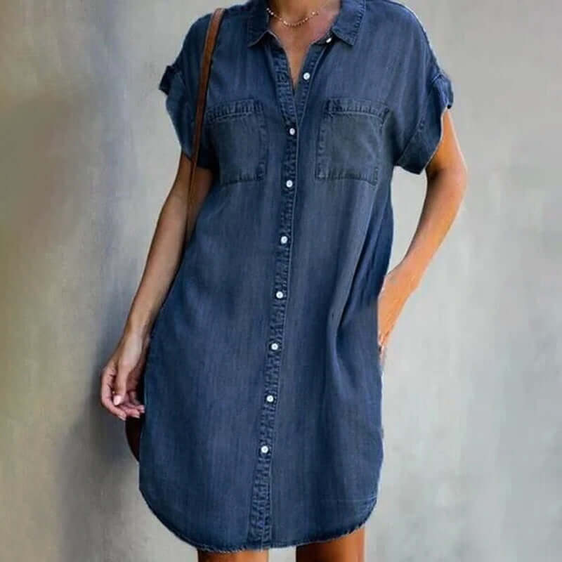 Valerie - Vestido de denim elegante con cobertura de abdomen