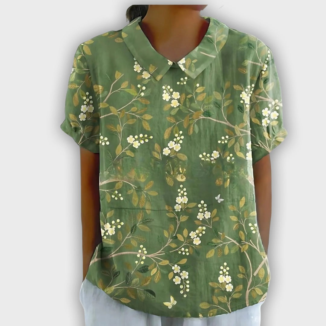 Camisa de lino floral para mujeres - comodidad y elegancia en cada ocasión