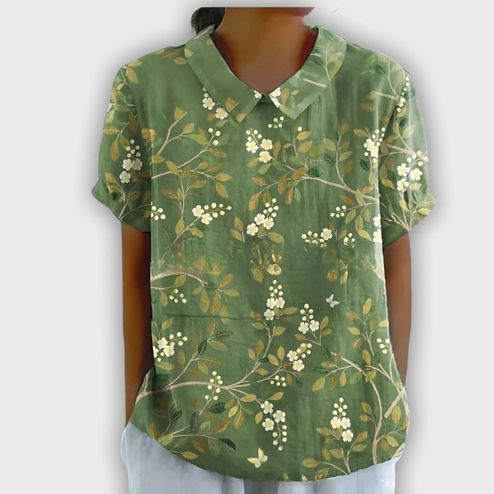 Camisa de lino floral para mujeres - comodidad y elegancia en cada ocasión