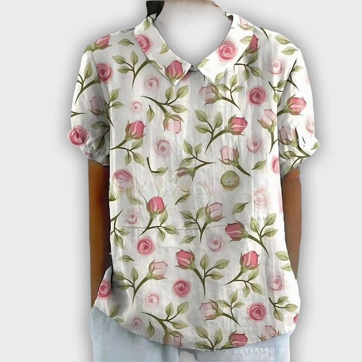 Camisa de lino floral para mujeres - comodidad y elegancia en cada ocasión