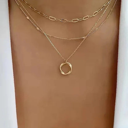 Collar de oro retro de varias capas