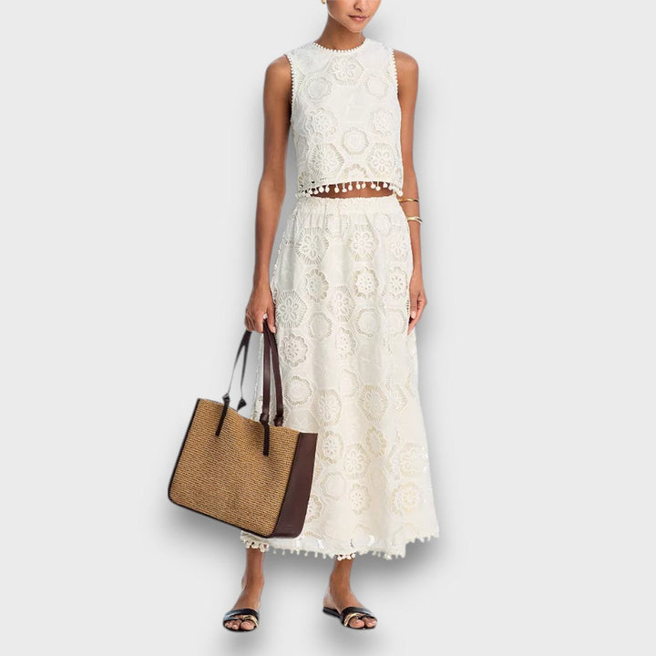 Zahara – Conjunto de dos piezas de tela de encaje tejido