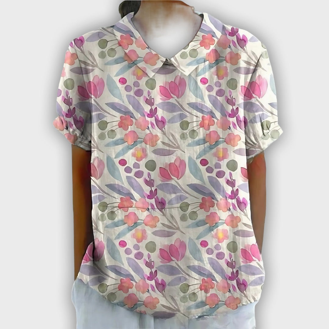 Camisa de lino floral para mujeres - comodidad y elegancia en cada ocasión