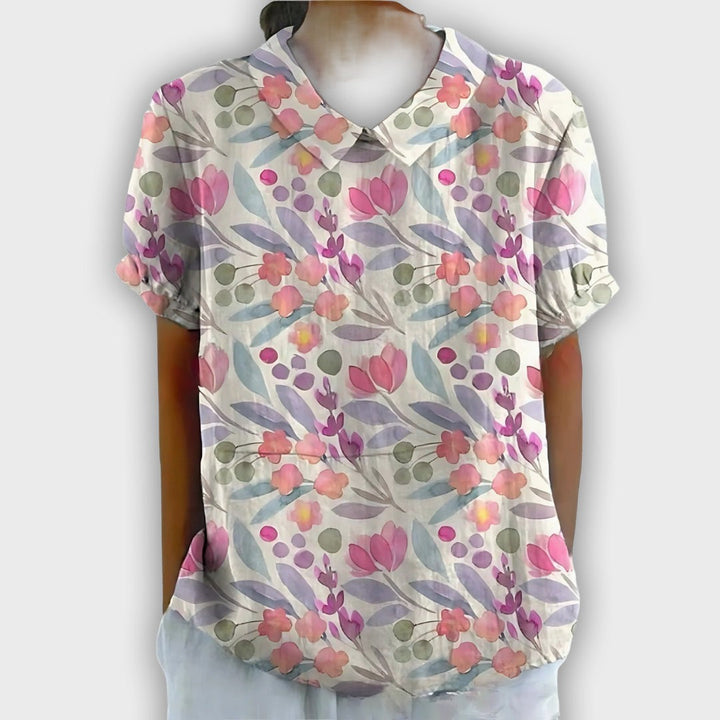 Camisa de lino floral para mujeres - comodidad y elegancia en cada ocasión