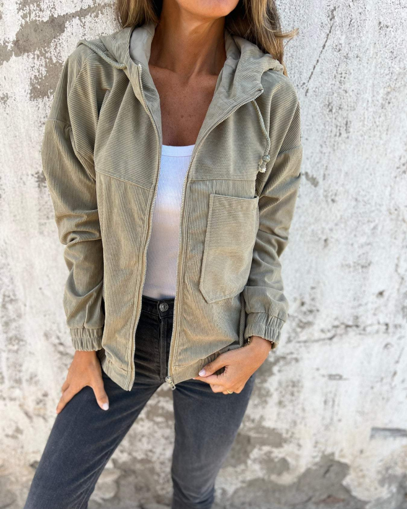 ELA | Chaqueta de corduroy con capucha y botón
