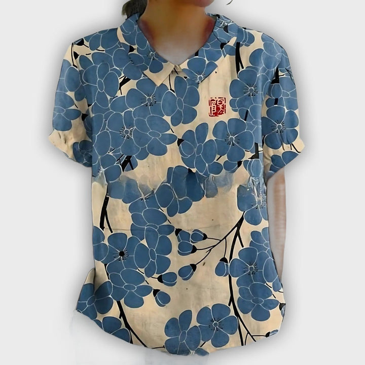 Camisa de lino floral para mujeres - comodidad y elegancia en cada ocasión