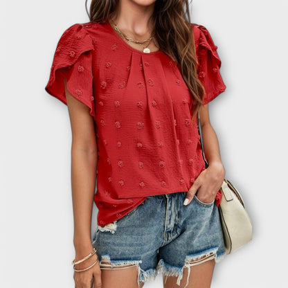 Camisa Charlotte con mangas florales estilo Swiss Dot